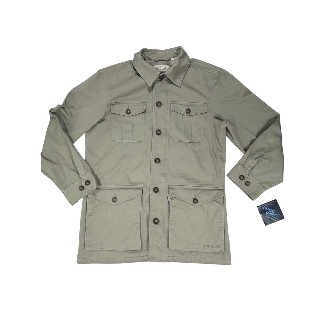 FM Allen Mens Safari Field Jacket Khaki‎ Tan NanoSphere Cotton Twill Size M NEW